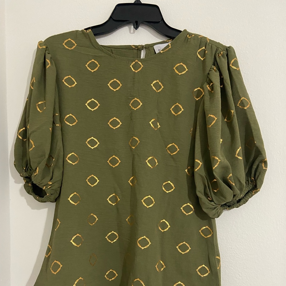 Olive Green Puff Sleeve Top
